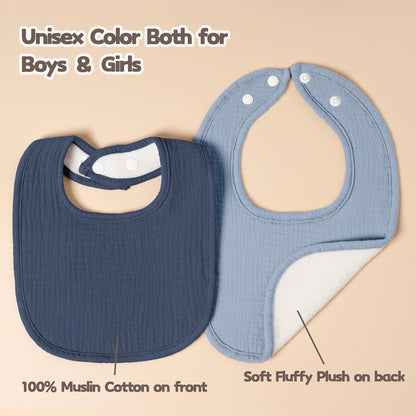 Susurration Muslin Baby Bibs 8 Pack Bandana Drool Bibs, Soft Square Adjustable Baby Drooling Bibs