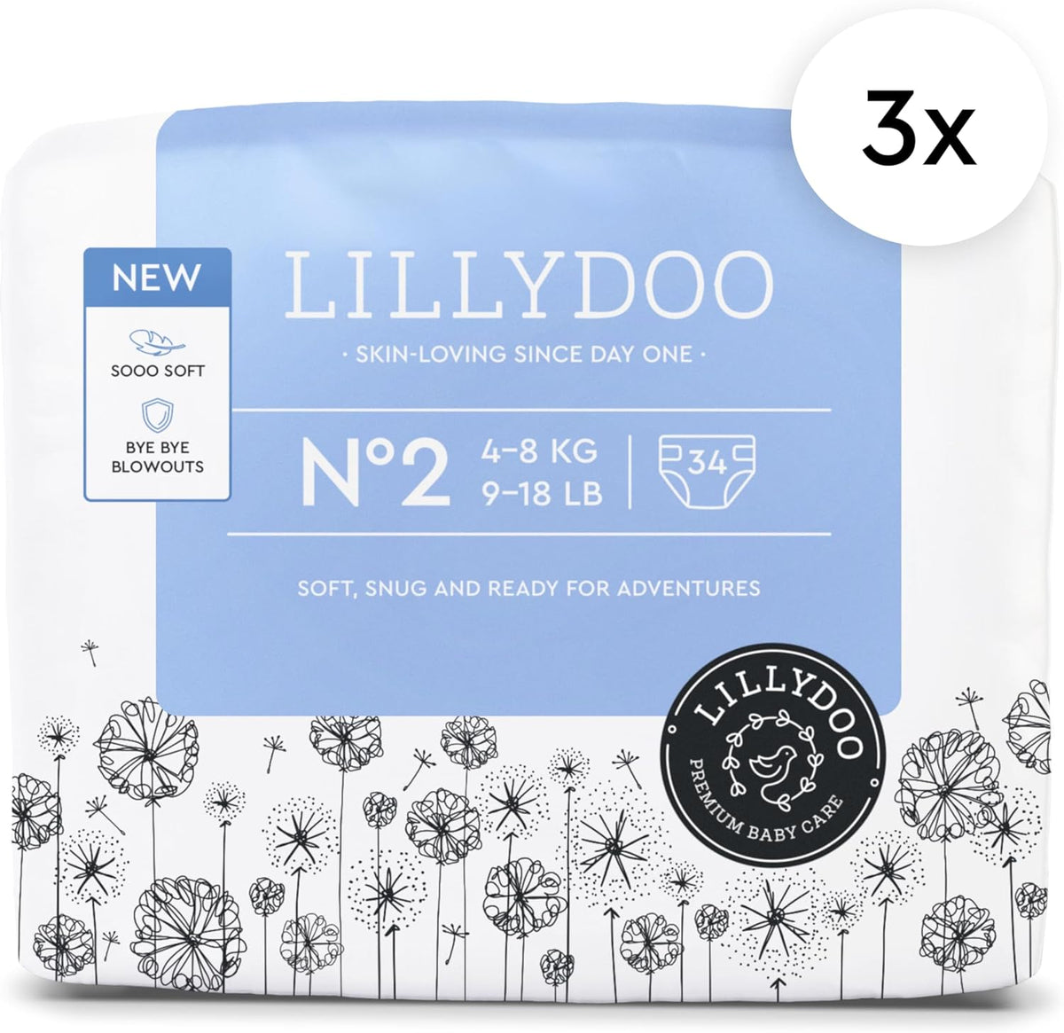 Baby Diapers - Size 2 (9-18 lbs), Half-Monthly Supply (102 Count), Leak Protection, Skin-Friendly
