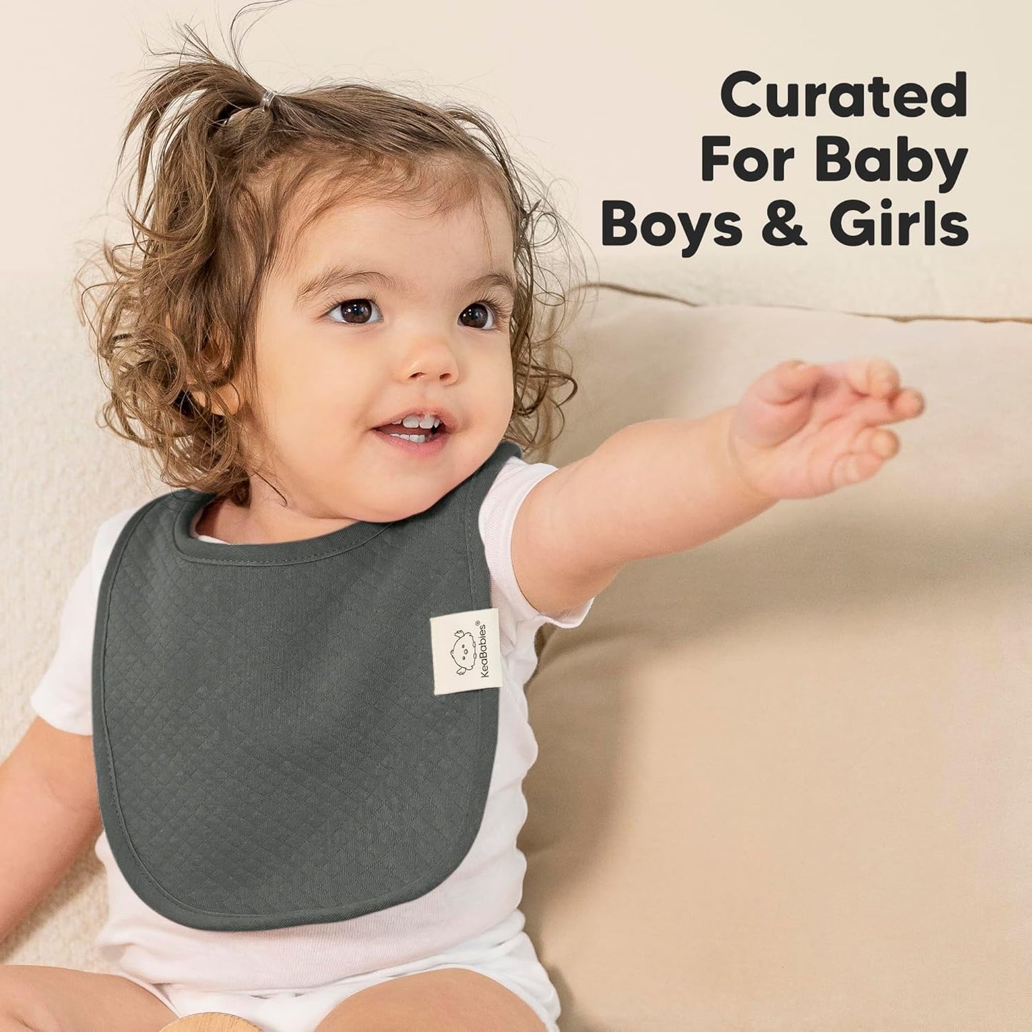 8-Pack Organic Baby Bibs for Girls, Boys - Quilted Cotton Cloth Baby Drool Bibs for Drooling and