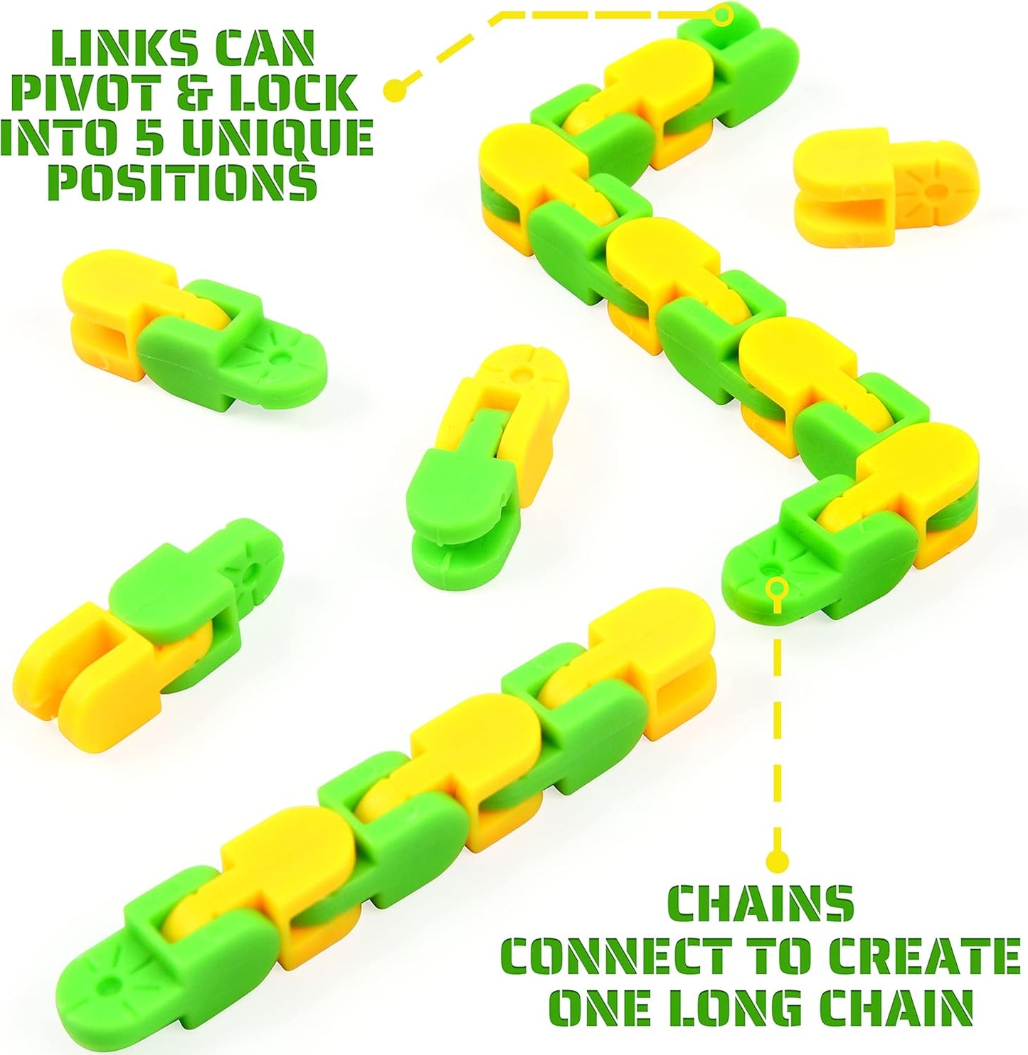 46 Pack 24 Links Wacky Tracks Snap and Click Fidget Toys,Fidget Snake Toy for Party Favors,Plastic