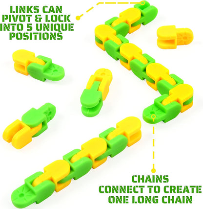 46 Pack 24 Links Wacky Tracks Snap and Click Fidget Toys,Fidget Snake Toy for Party Favors,Plastic