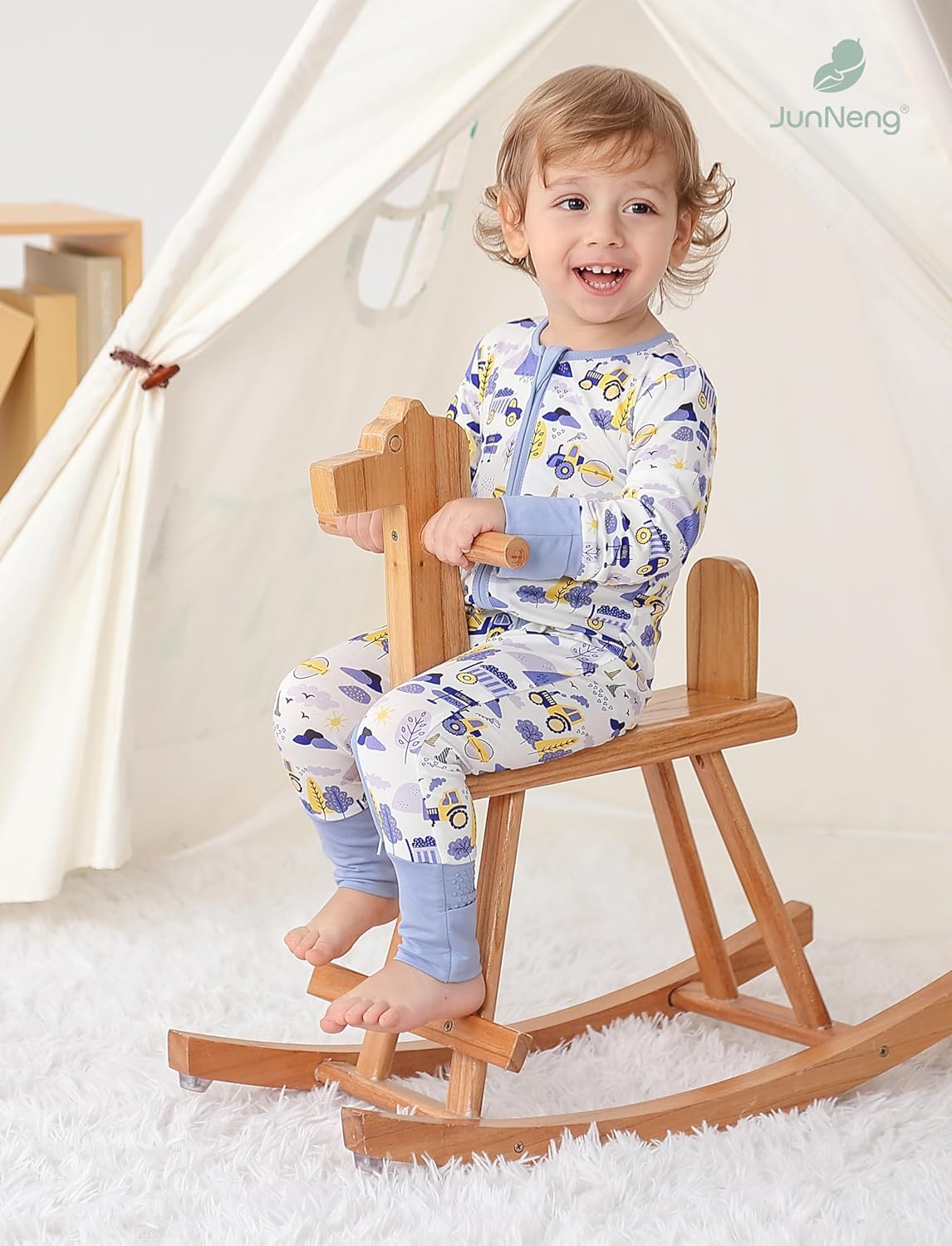 JunNeng 2Pcs Baby Rayon from Bamboo Sleeper with Mitten Cuffs, Footless Zipper Cozy Pjs, Non-Slip