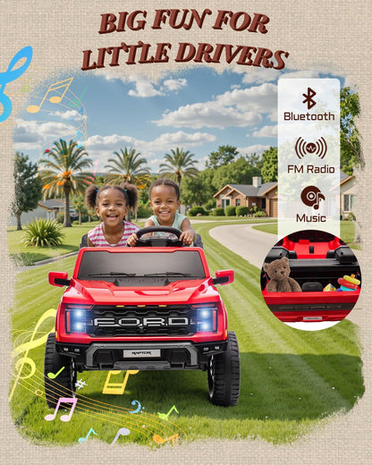 24V 2 Seater Ride on Toys for Kids, Licensed Ford F-150 Raptor Kids Electric Vehicles w/Remote