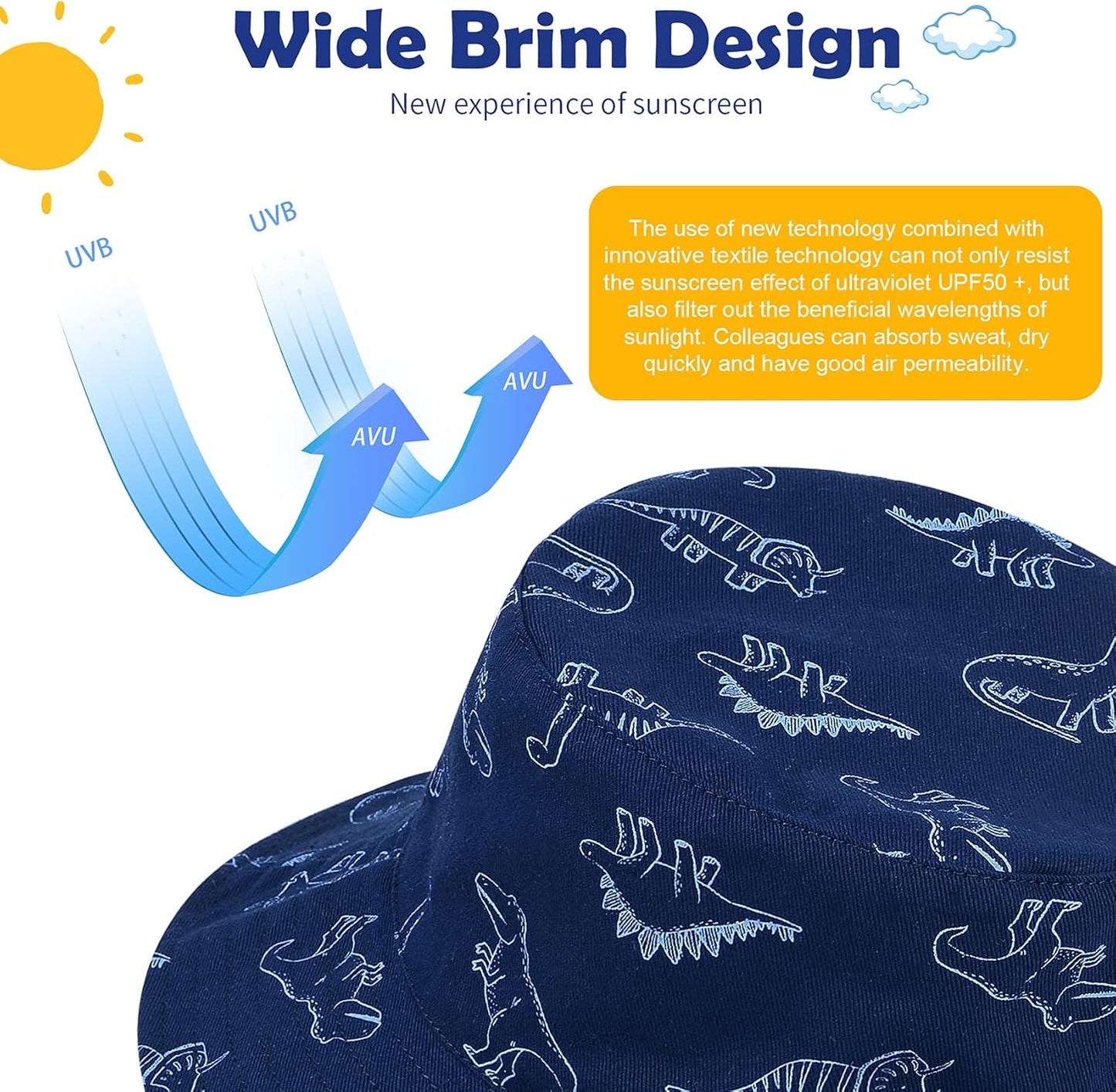 Durio Baby Bucket Sun Hat Toddler Hats Summer Beach Hat UPF 50+ Sun Protection Bucket Hats for Kids