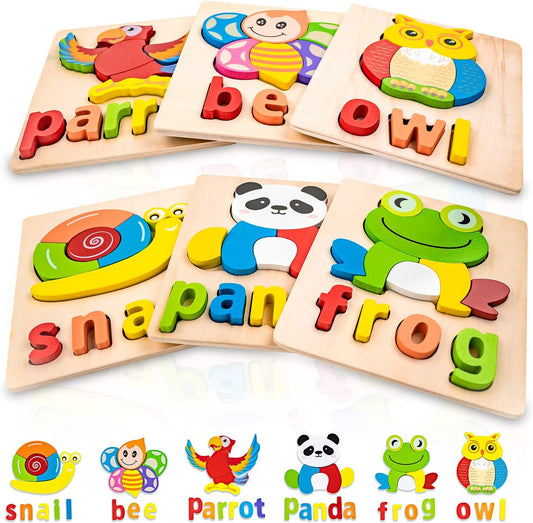 Toddler Puzzles,Wooden Puzzles for Todder 1 2 3 Years Old Boys Girls Eco Friendly Wooden Toys