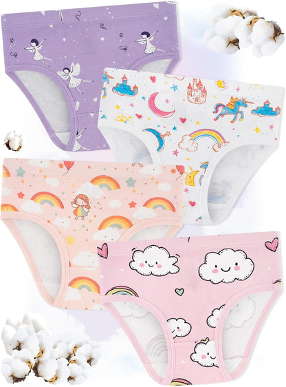 Girls' Underwear,Soft Cotton Tagless Panties for Toddlers' & Little Kids Comfort,Breathable