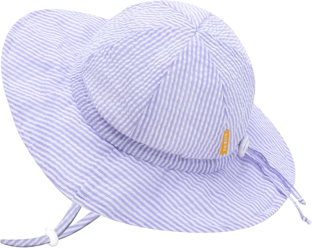 UPF 50+ Baby Bucket Hat - Wide Brim Sun Protection Beach Cap for Girls - Cute & Adjustable Toddler