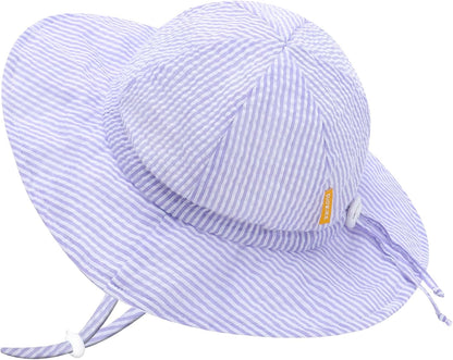 UPF 50+ Baby Bucket Hat - Wide Brim Sun Protection Beach Cap for Girls - Cute & Adjustable Toddler