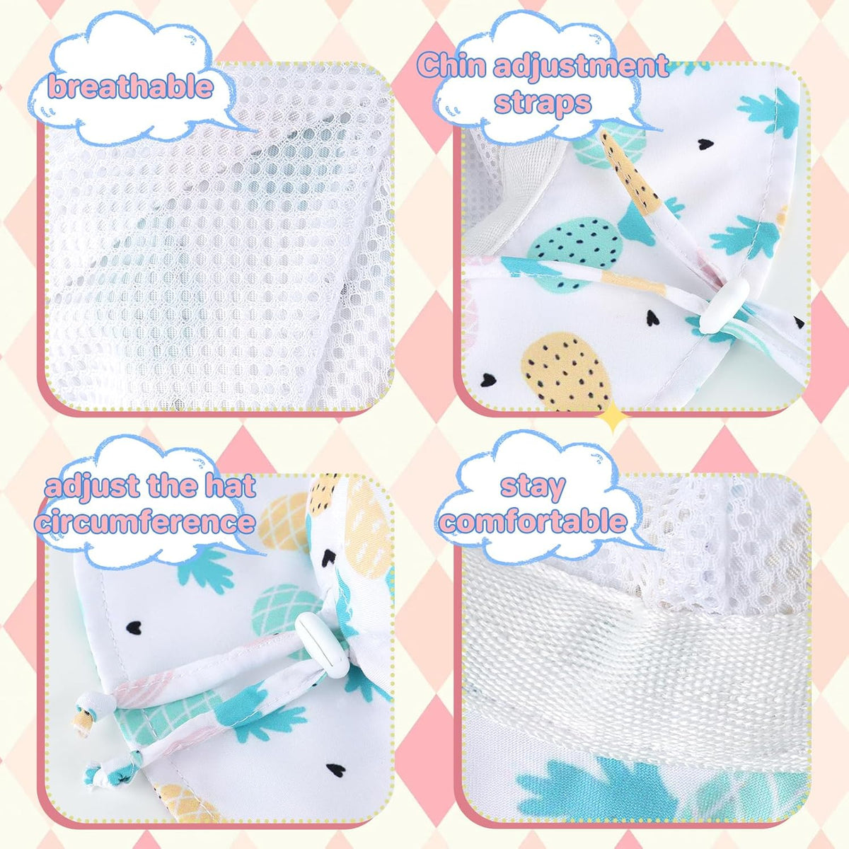 UPF 50+ Baby Bucket Hat - Wide Brim Sun Protection Beach Cap for Girls - Cute & Adjustable Toddler
