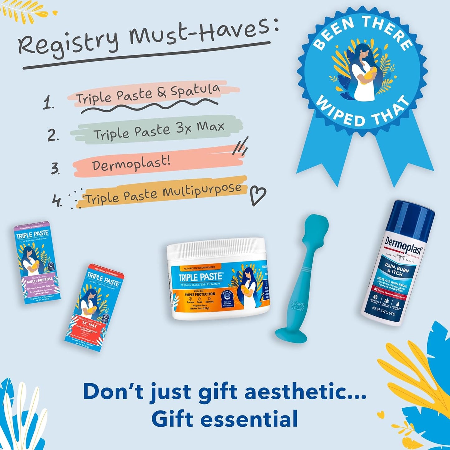Triple Paste Diaper Rash Cream and Spatula Bundle - 8 oz Zinc Oxide Ointment and Spatula Treatment