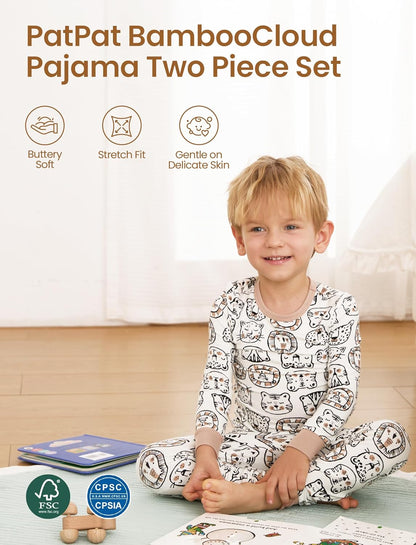 PATPAT Bamboo Viscose Pajama Set for Toddlers with Improved Tensile Strength, Snug Fit Pjs Sleeper