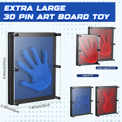 2 Pack Extra Large 3D Pin Art Board Toy 10 x 8 Inch Plastic Pin Art Board Sensory Toy Stress Relief