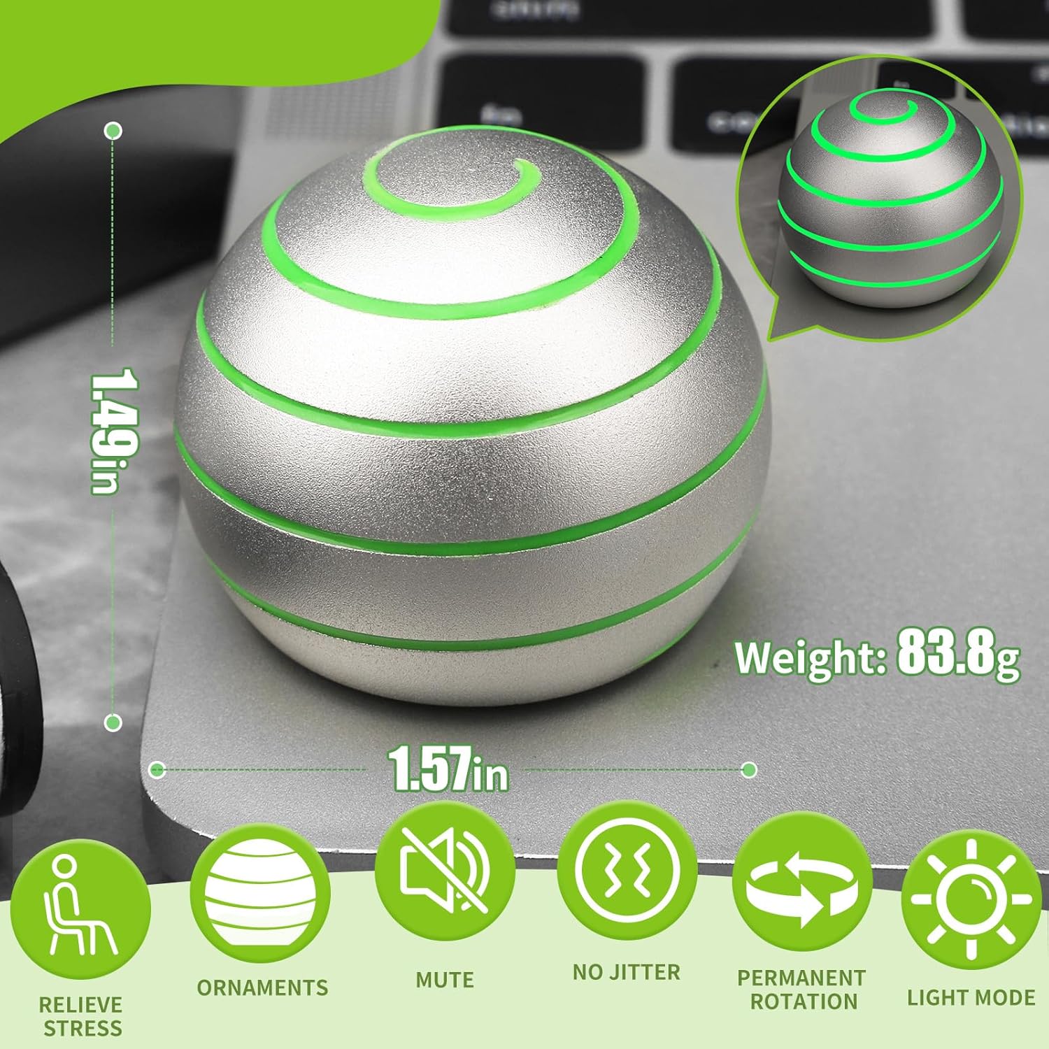 Kinetic Desk Spinning Toy, Full Body Optical Illusion Fidget Spinner Toy, Kinetic Desktop Toy