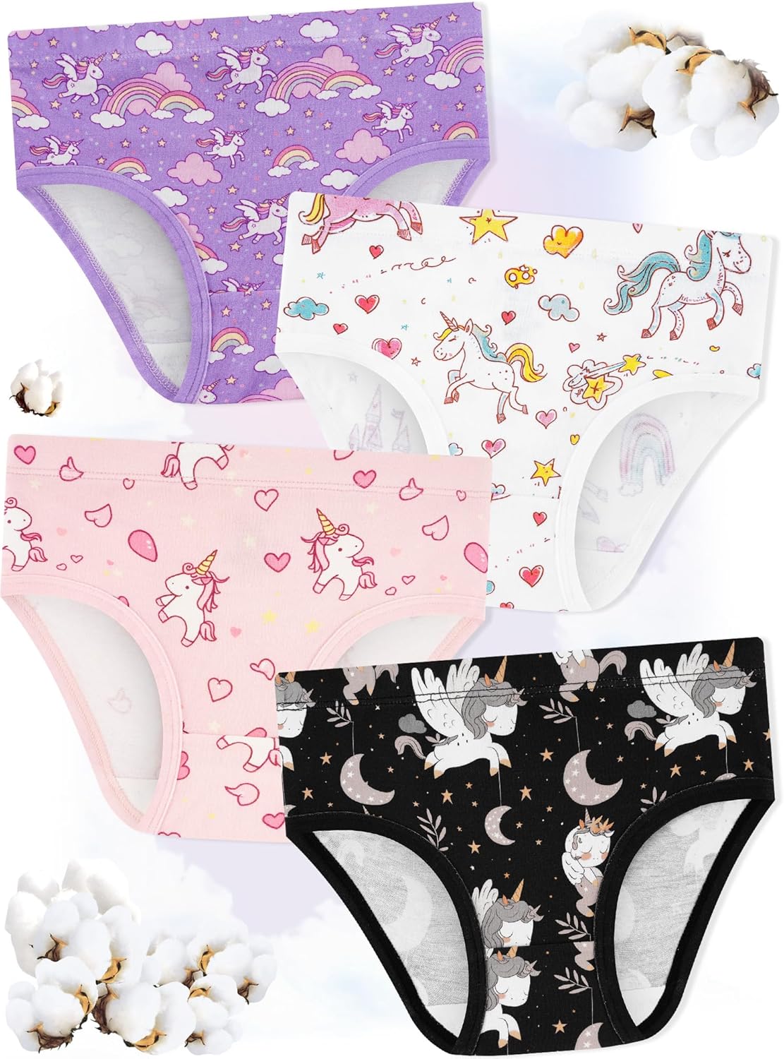 Girls' Underwear,Soft Cotton Tagless Panties for Toddlers' & Little Kids' Comfort,Breathable