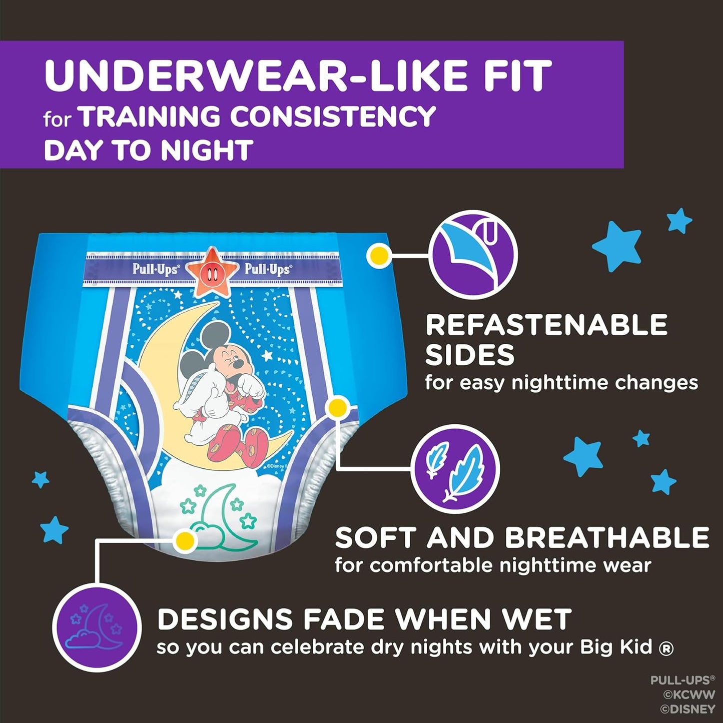 Pull-Ups Boys' Night-Time Potty Training Pants, Size 4T-5T Overnight Training Underwear (38-50