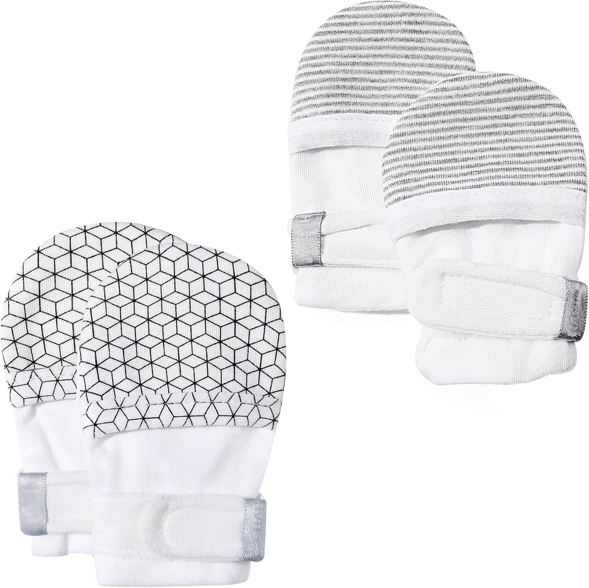 HAPIU Baby No Scratch Mittens Stay On, 100% Cotton Breathable, Adjustable Infant Gloves for Boys