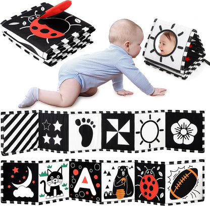 URMYWO Black and White Baby Toys, Tummy Time High Contrast Newborn Toys 0-3 Months, Soft Baby Book