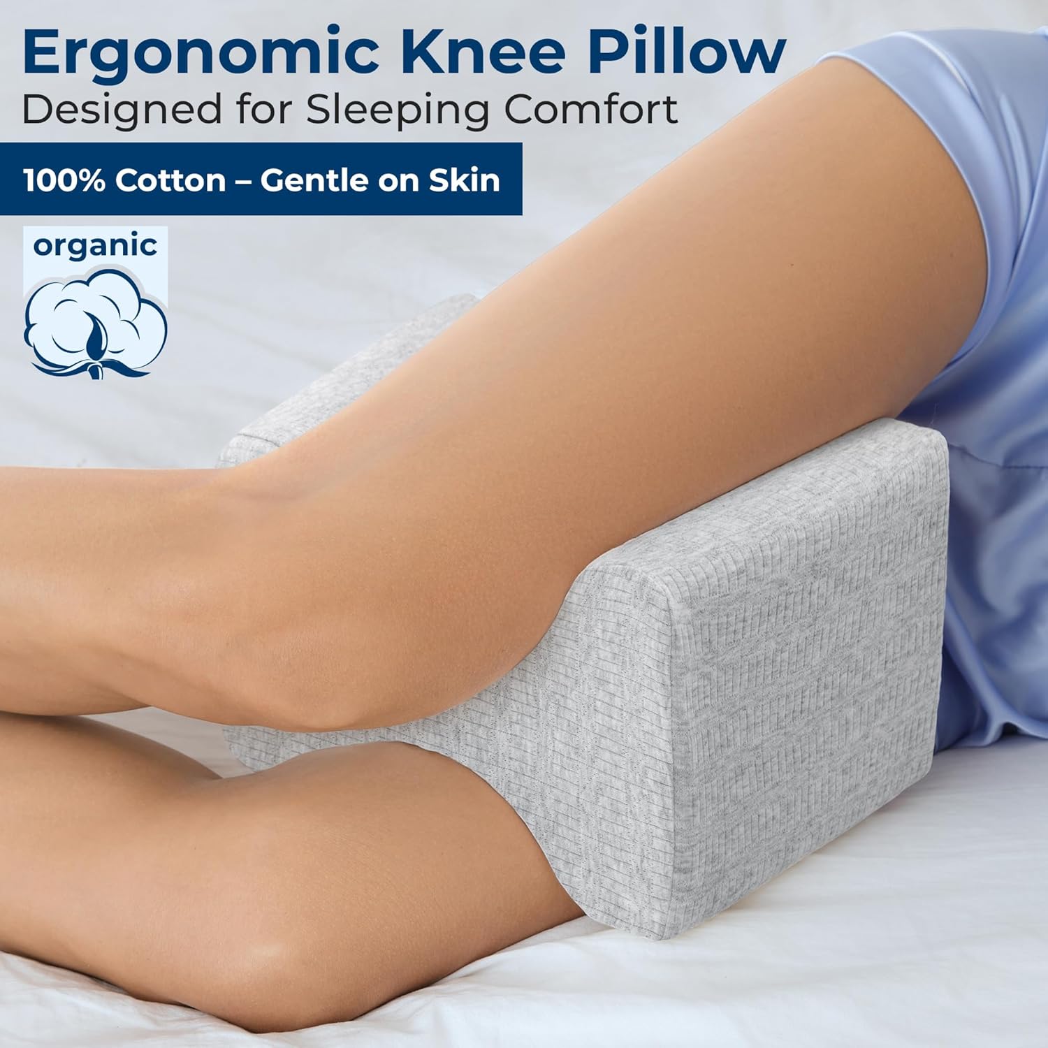 5 STARS UNITED Knee Pillow for Side Sleepers - Hip Pain Relief, Memory Foam Leg Cushion for Side