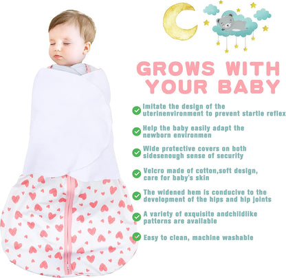 Newborn Sleep Sack Baby Swaddle,3-6 Months,3-Way Adjustable Wearable Blanket,100% Rayon Cotton