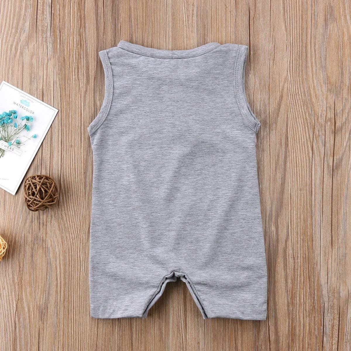 Aalizzwell Baby Boy Romper Newborn Infant Sleeveless Short Romper One Piece Active Summer Clothes