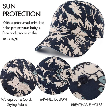 JANGANNSA Dinosaur Boys Girls Caps Embroidery Baby Baseball Caps Cotton Infant Toddler Kids Hat