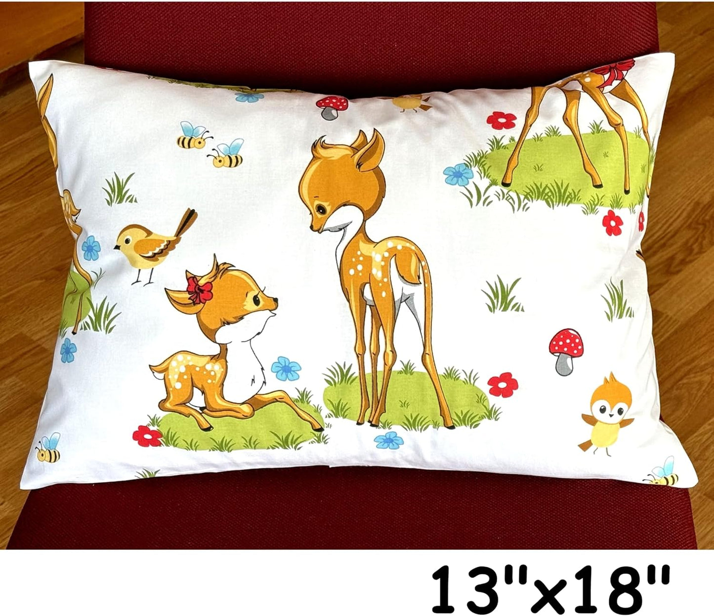 13 x 18 Inch Toddler Pillowcase Cotton, Cartoon Character Pillow for Kids, Travel Pillow Case Cover