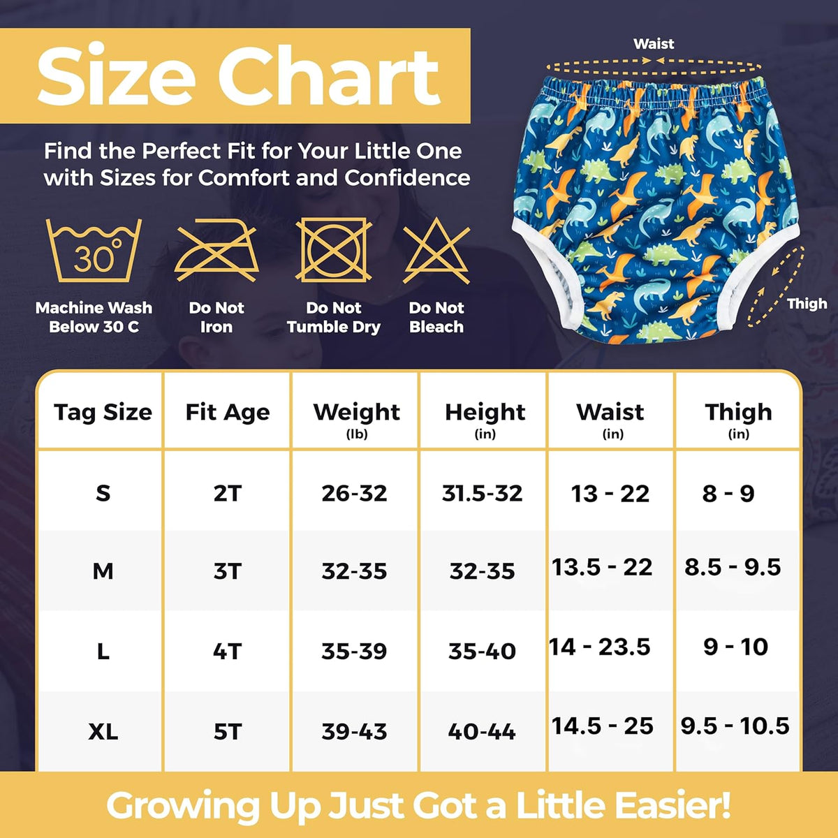 Waterproof Plastic Underwear for Potty Training, 6-Pack - Super-Soft Cloth Diaper Covers with