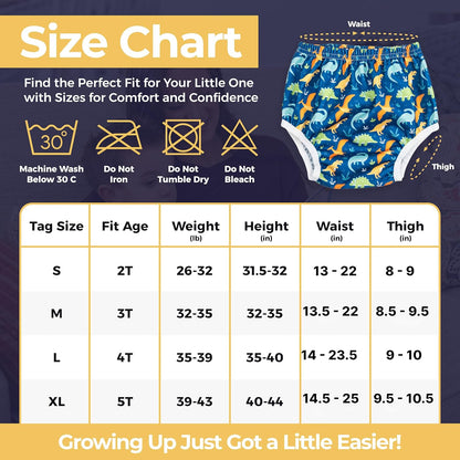 Waterproof Plastic Underwear for Potty Training, 6-Pack - Super-Soft Cloth Diaper Covers with