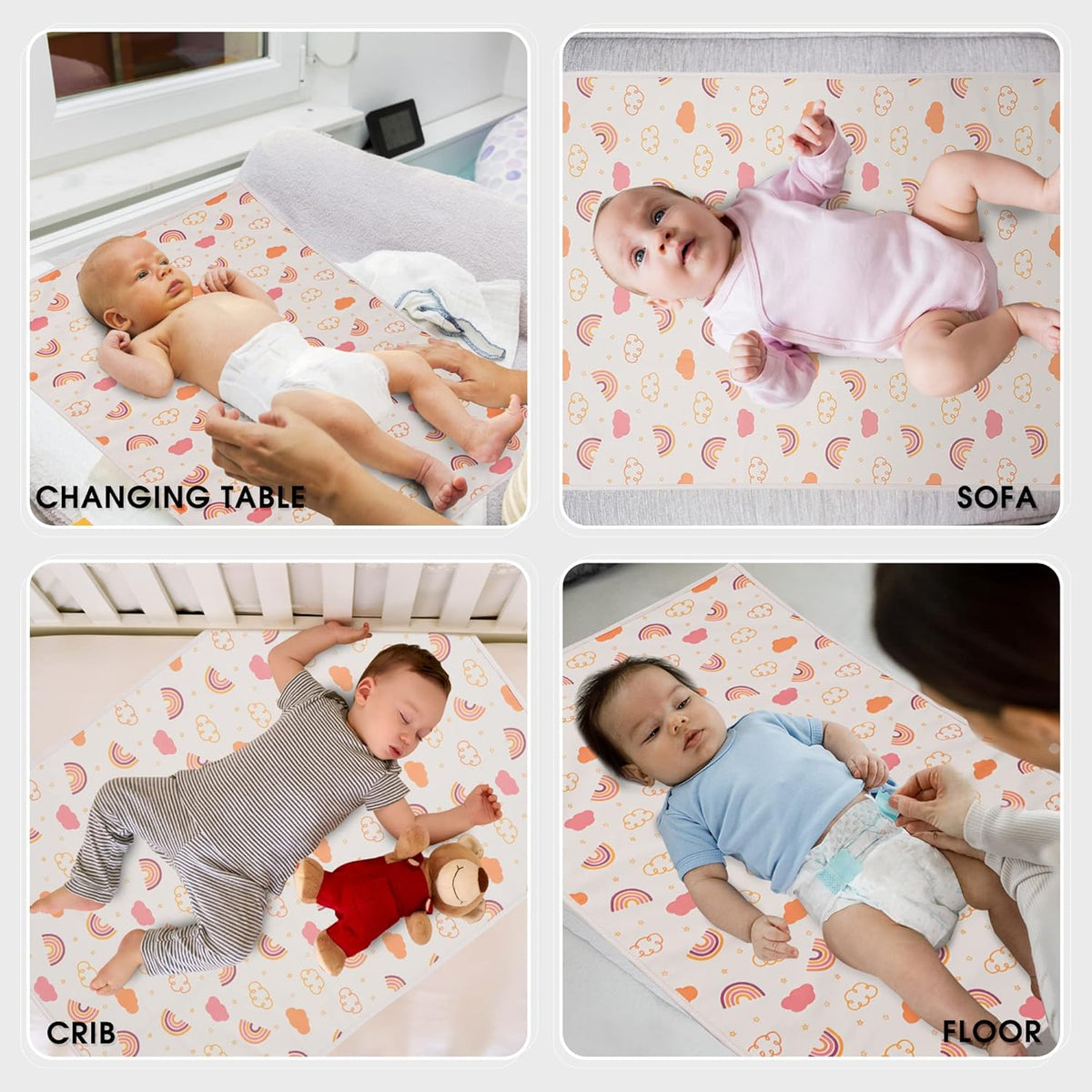 Vegan Leather Baby Changing Mat - Wipeable Portable Changing Pad, Foldable Travel Changing Mat for