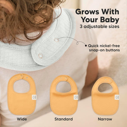 8-Pack Organic Baby Bibs for Girls, Boys - Quilted Cotton Cloth Baby Drool Bibs for Drooling and
