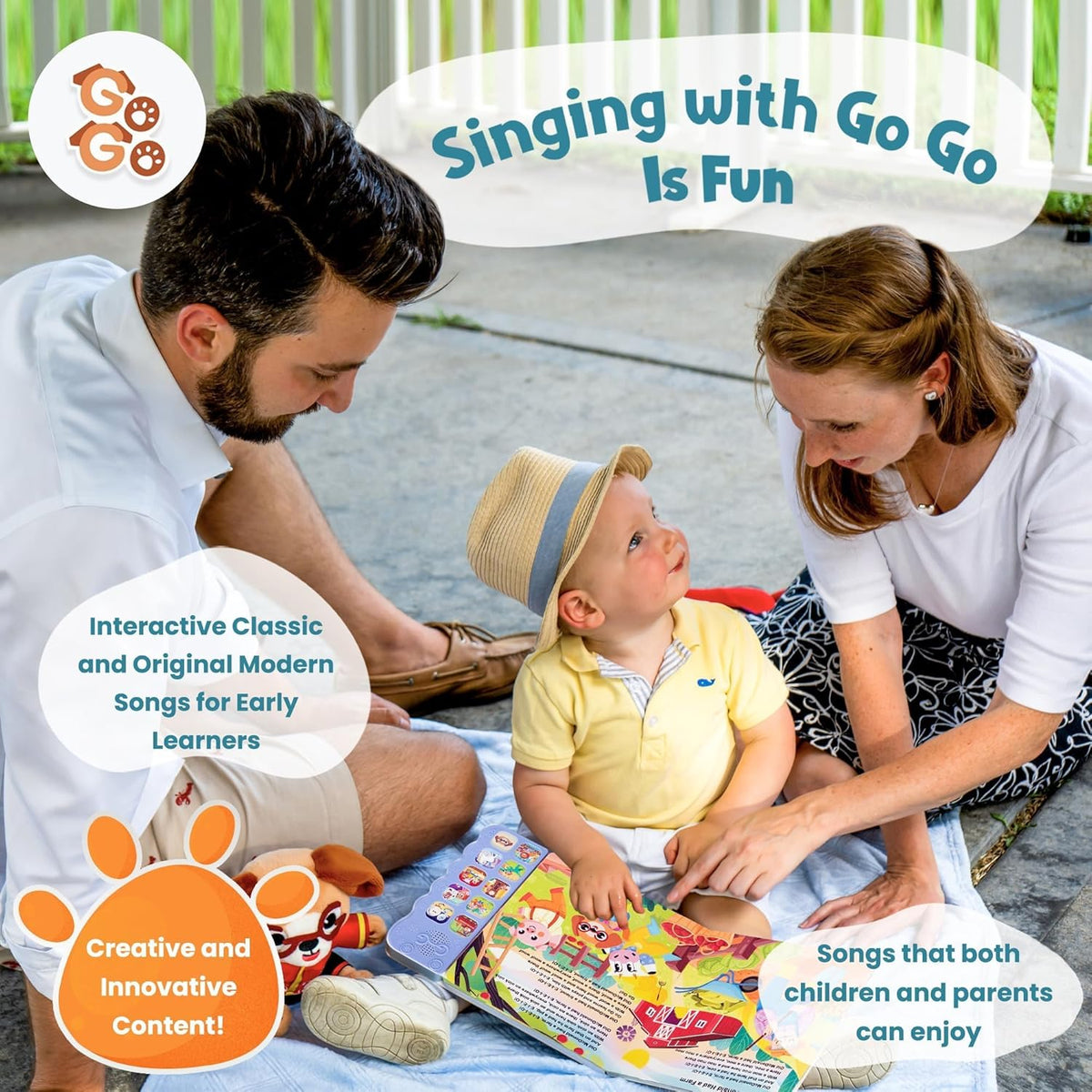 GO GO 9 Creative Animal Nursery Rhymes: Interactive Book for 1 Year Old, Sound Books for Toddlers