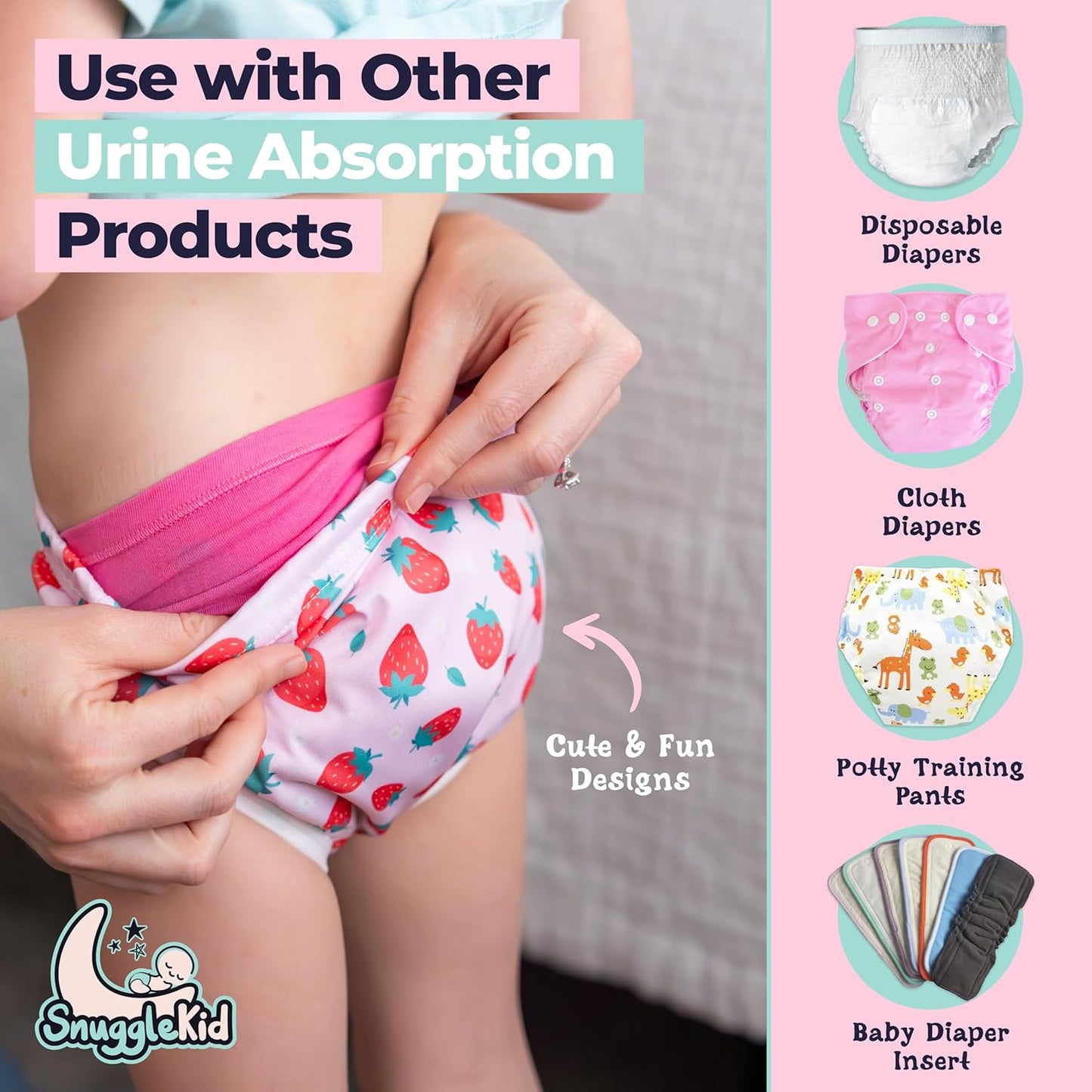 Waterproof Plastic Underwear for Potty Training, 6-Pack - Super-Soft Cloth Diaper Covers with