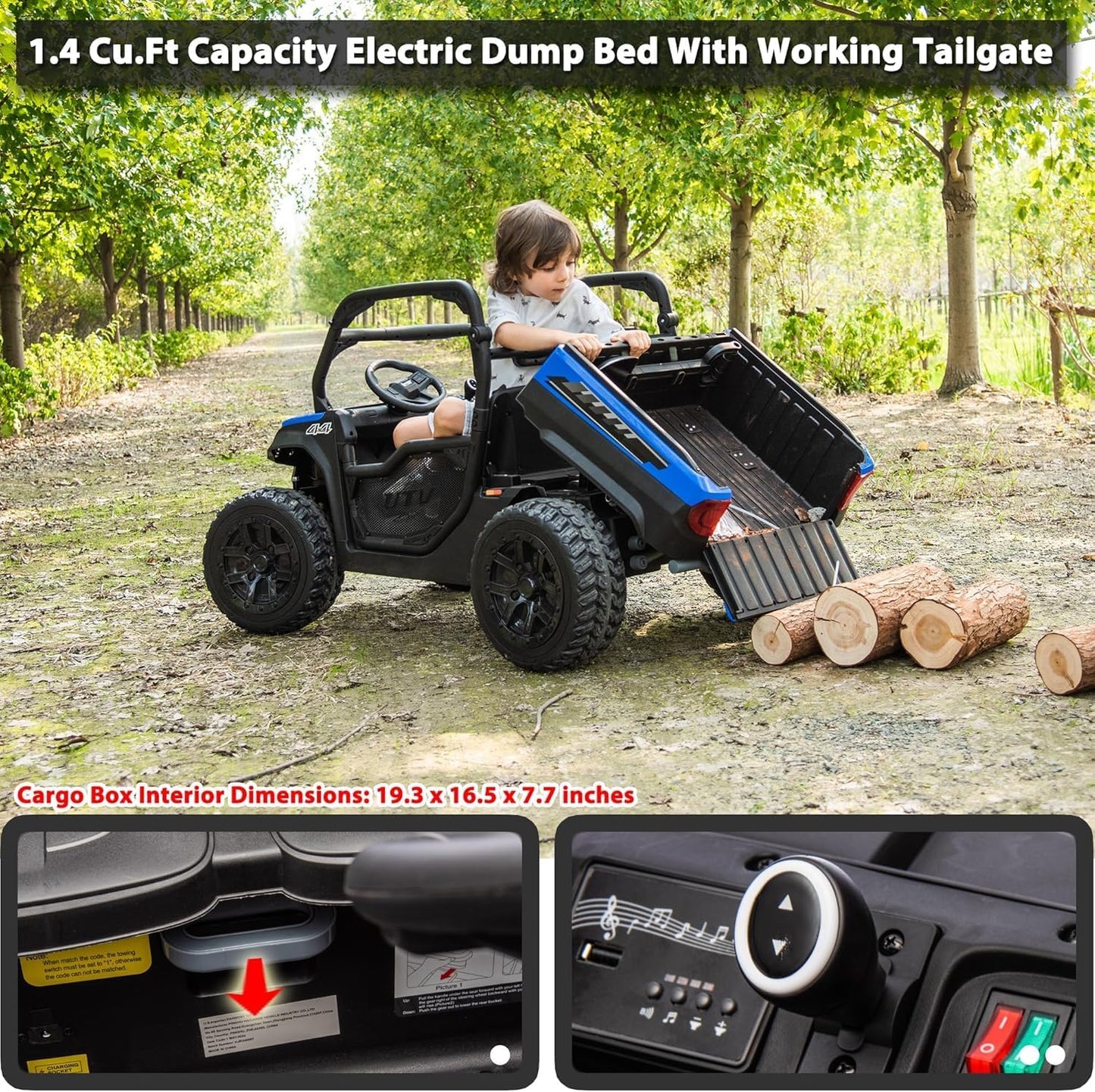 sopbost 24V 10Ah 2 Seater Ride On Car with Remote Control Battery Powered Ride On Toy Electric 4x4