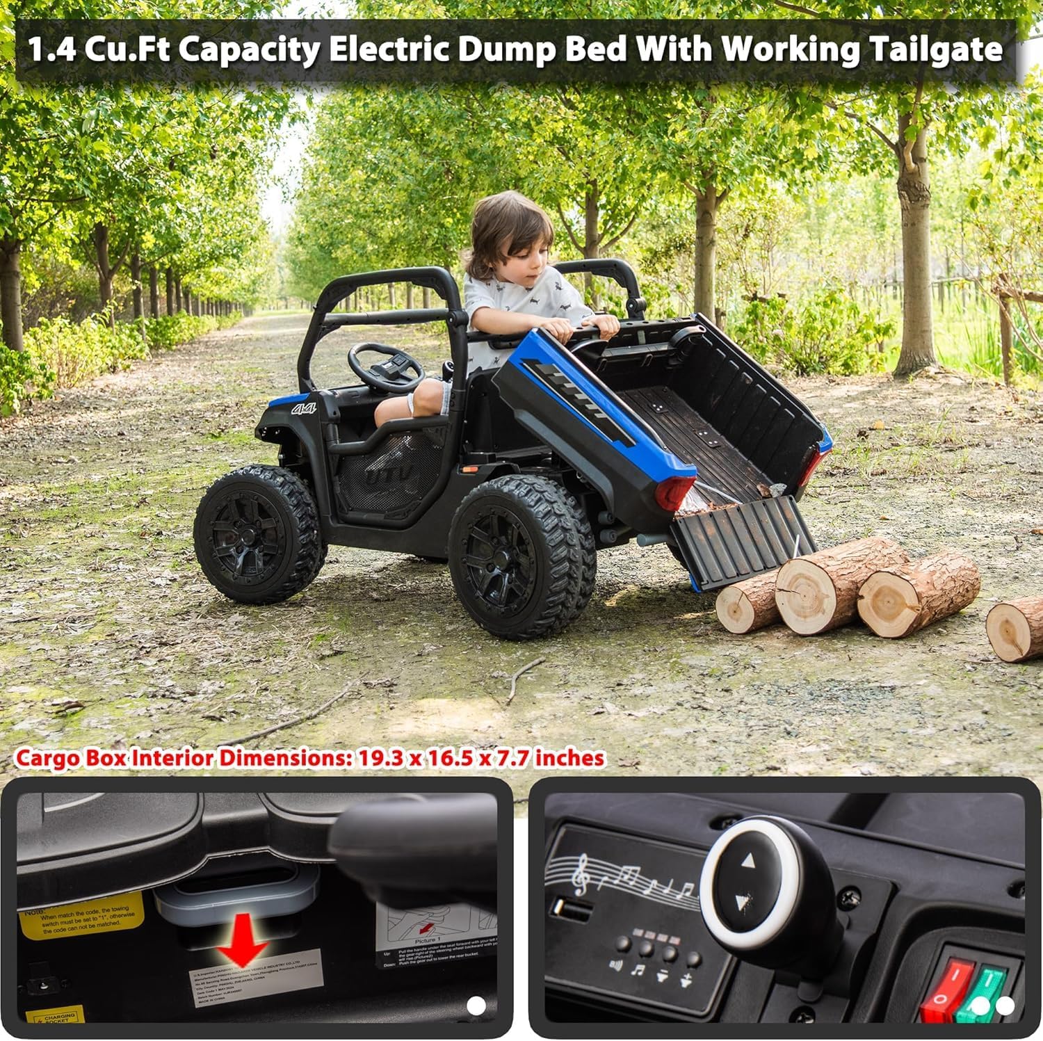 sopbost 24V 10Ah 2 Seater Ride On Car with Remote Control Battery Powered Ride On Toy Electric 4x4