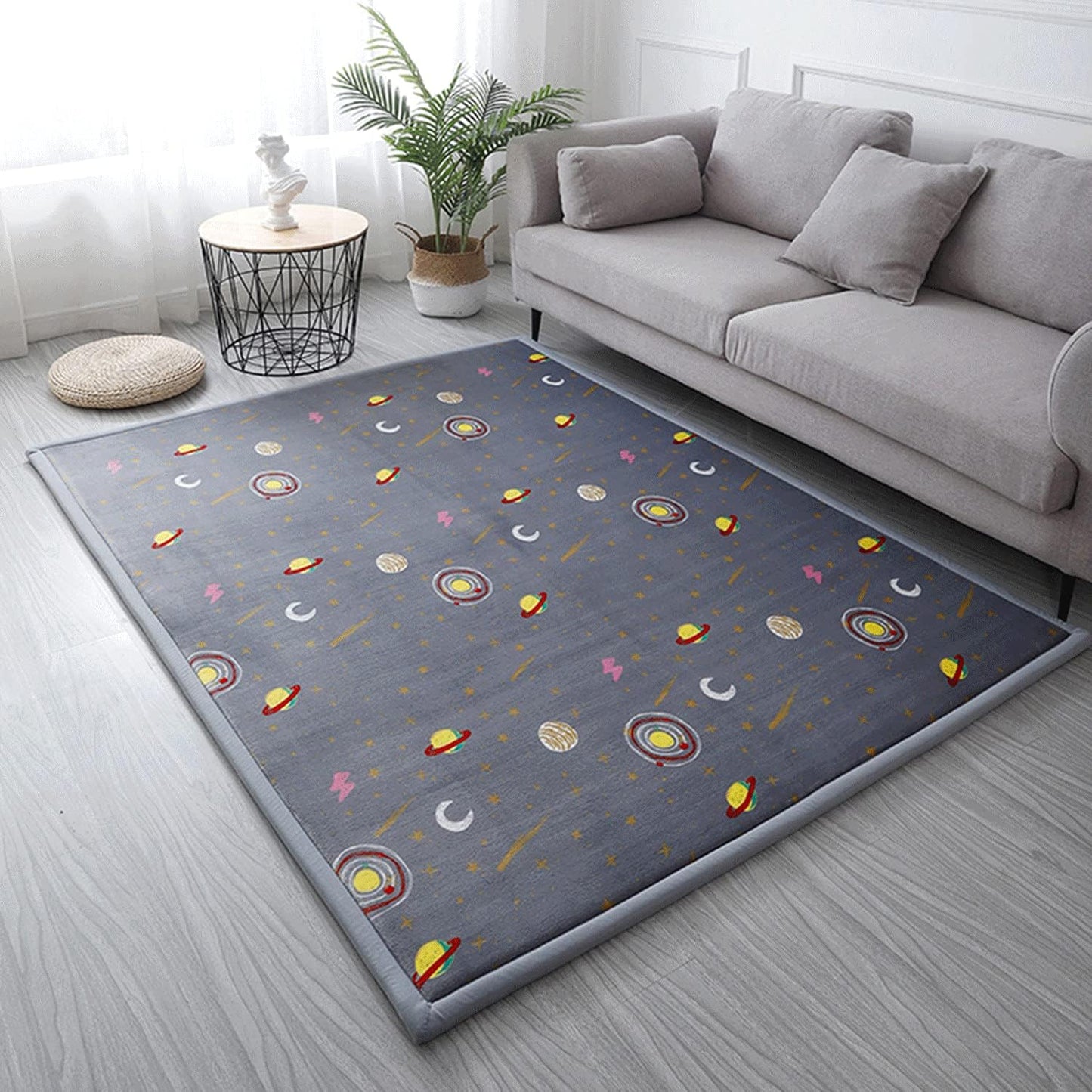 Loartee Coral Velvet Area Rug - 1" Thick Memory Foam Baby Play Mat, Washable Toddler Carpet, Home