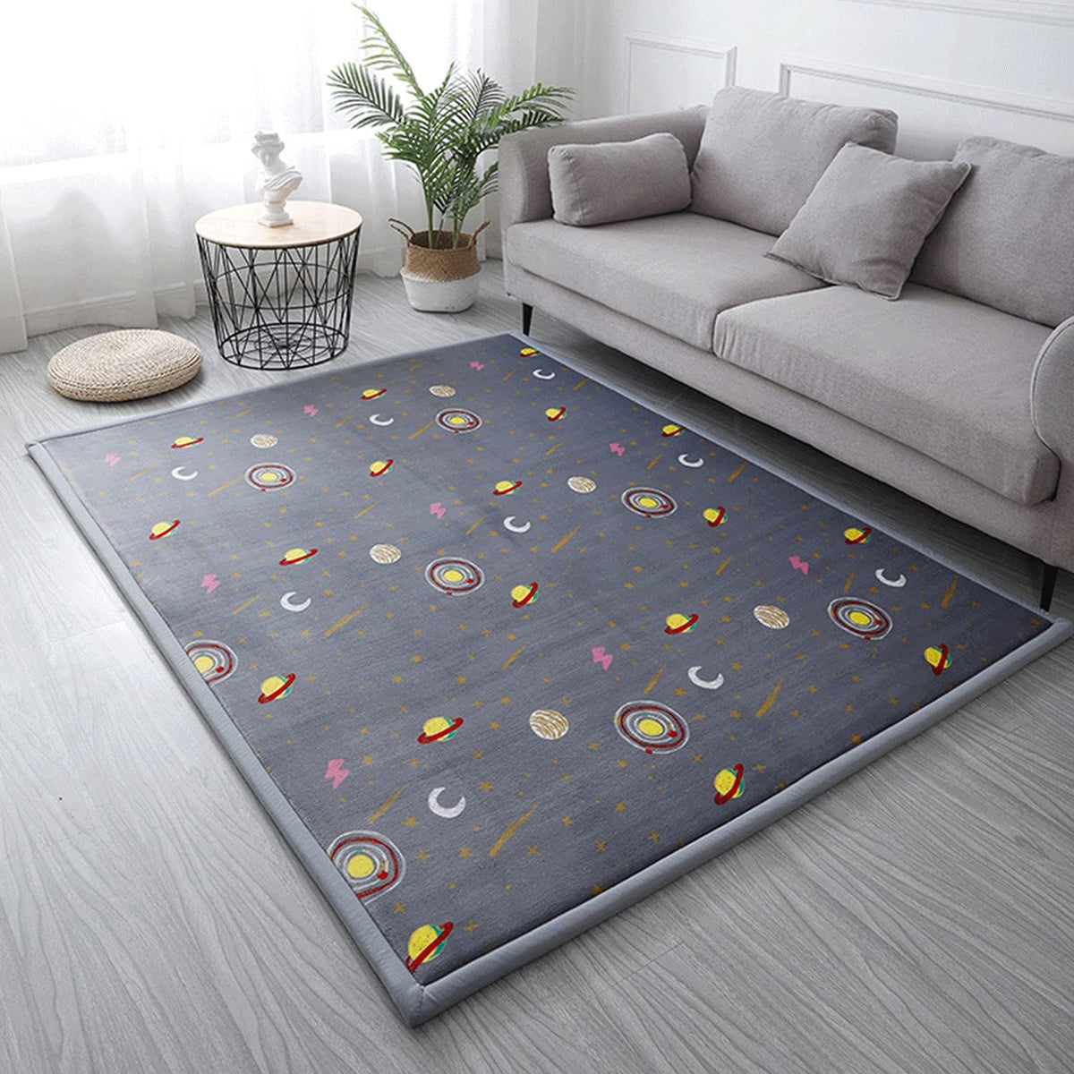 Loartee Coral Velvet Area Rug - 1" Thick Memory Foam Baby Play Mat, Washable Toddler Carpet, Home