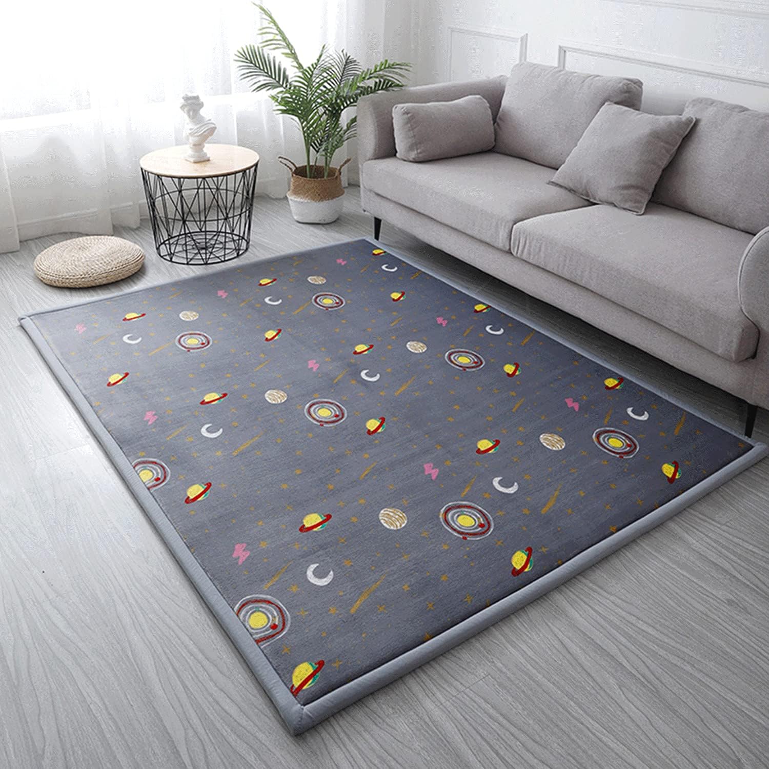 Loartee Coral Velvet Area Rug - 1" Thick Memory Foam Baby Play Mat, Washable Toddler Carpet, Home