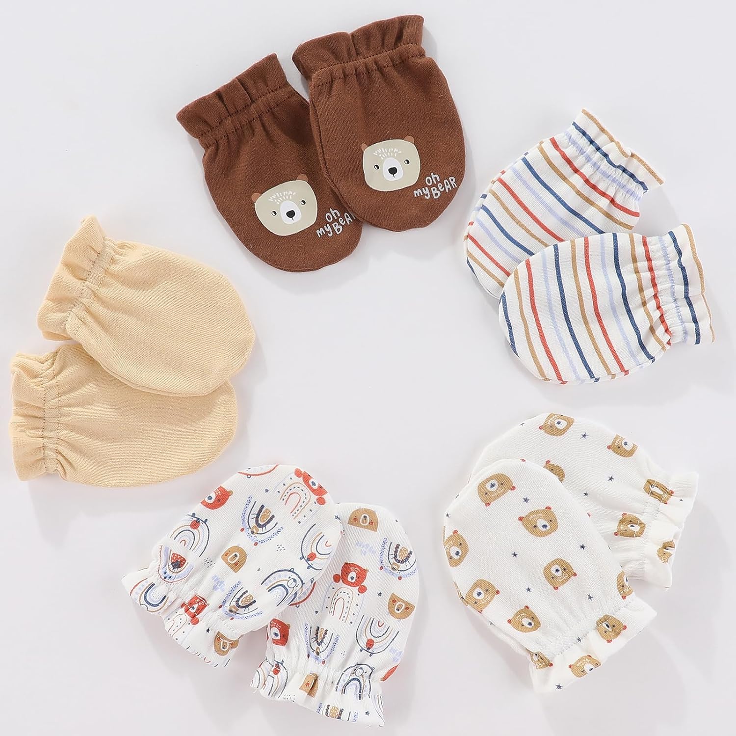 Baby Hat and Mittens Set Newborn Baby Hats Caps for Baby Boys Girls 0-6 Months 100% Cotton