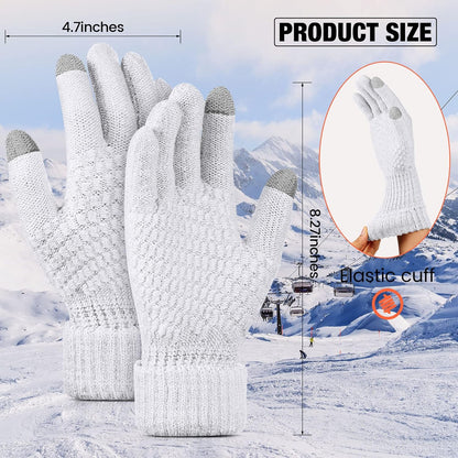 Geyoga 2 Pairs Women's Winter Touch Screen Gloves Soft Warm Fleece Lined Knit Elastic Cuff Winter