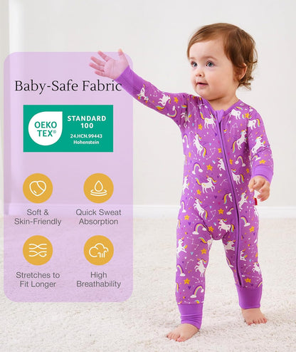 Baby One-Piece Romper Footless Bamboo Viscose Pajamas Sleepers for Baby Boys and Girls
