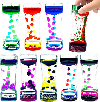 Liquid Motion Bubbler Timer Set of 9 Great Desktop Liquid Timer for Fidget Toy, Rainbow Water Timer