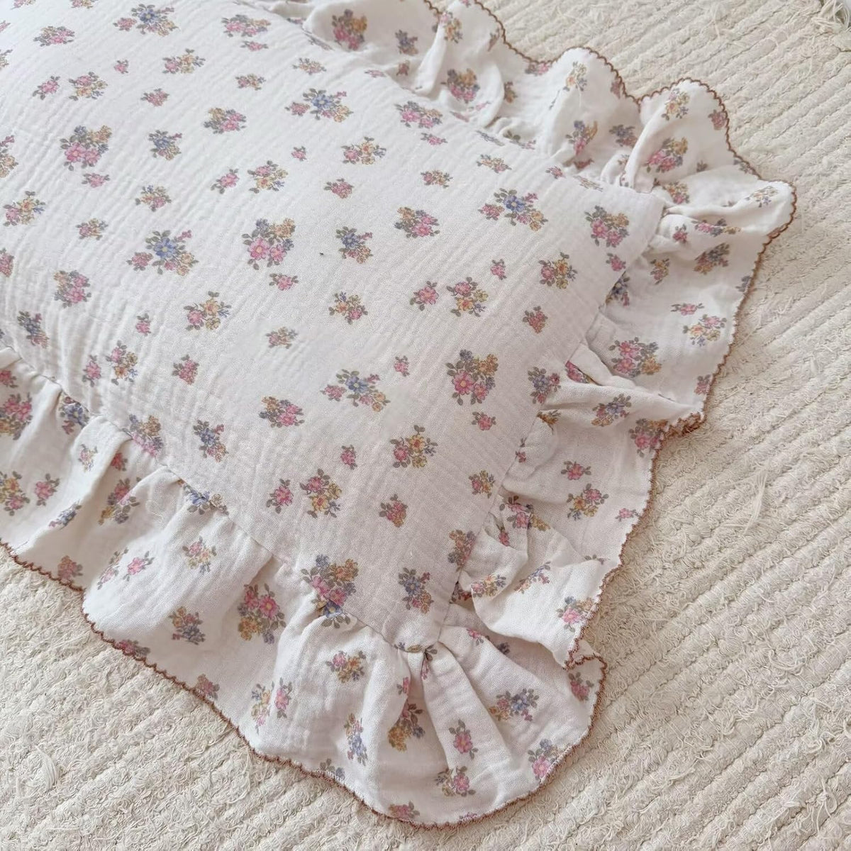 BuLuTu Tuberose Floral Themed Pillow Covers Standard Size for Kids Toddler/Twin Bed, Soft