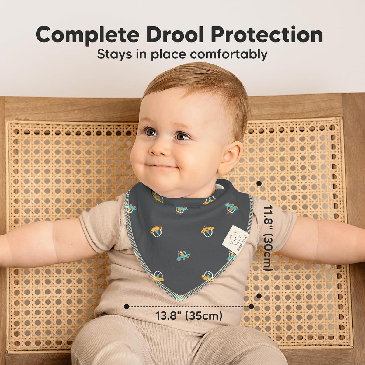 8-Pack Organic Baby Bandana Bibs for Boys, Girls - Super Absorbent Triangle Baby Bibs for Drooling