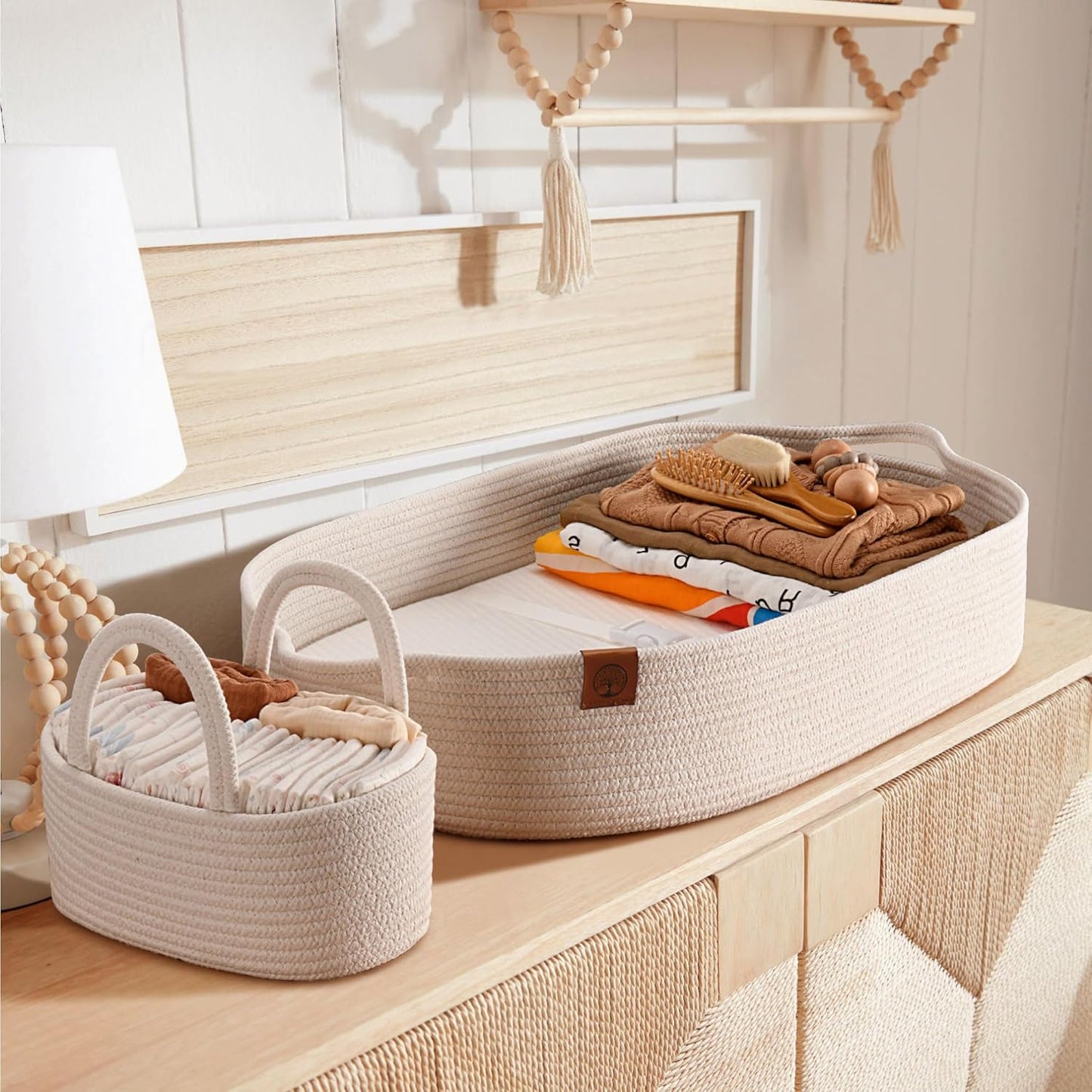 Baby Changing Basket Includes Diaper Caddy - Breathable & Waterproof Dual-Cover, Portable, Changing