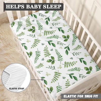 Lovely Green Flower Fitted Crib Sheet Plants Baby Crib Sheet Fit Standard Crib and Toddler
