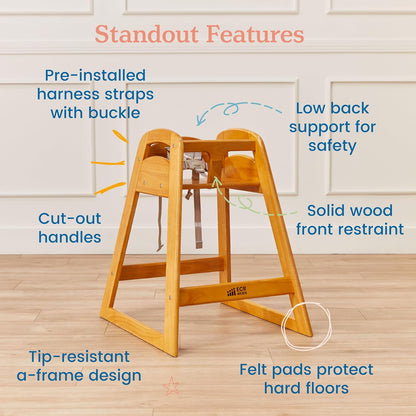 ECR4Kids ASATT High Chair, Toddler Chair, Honey
