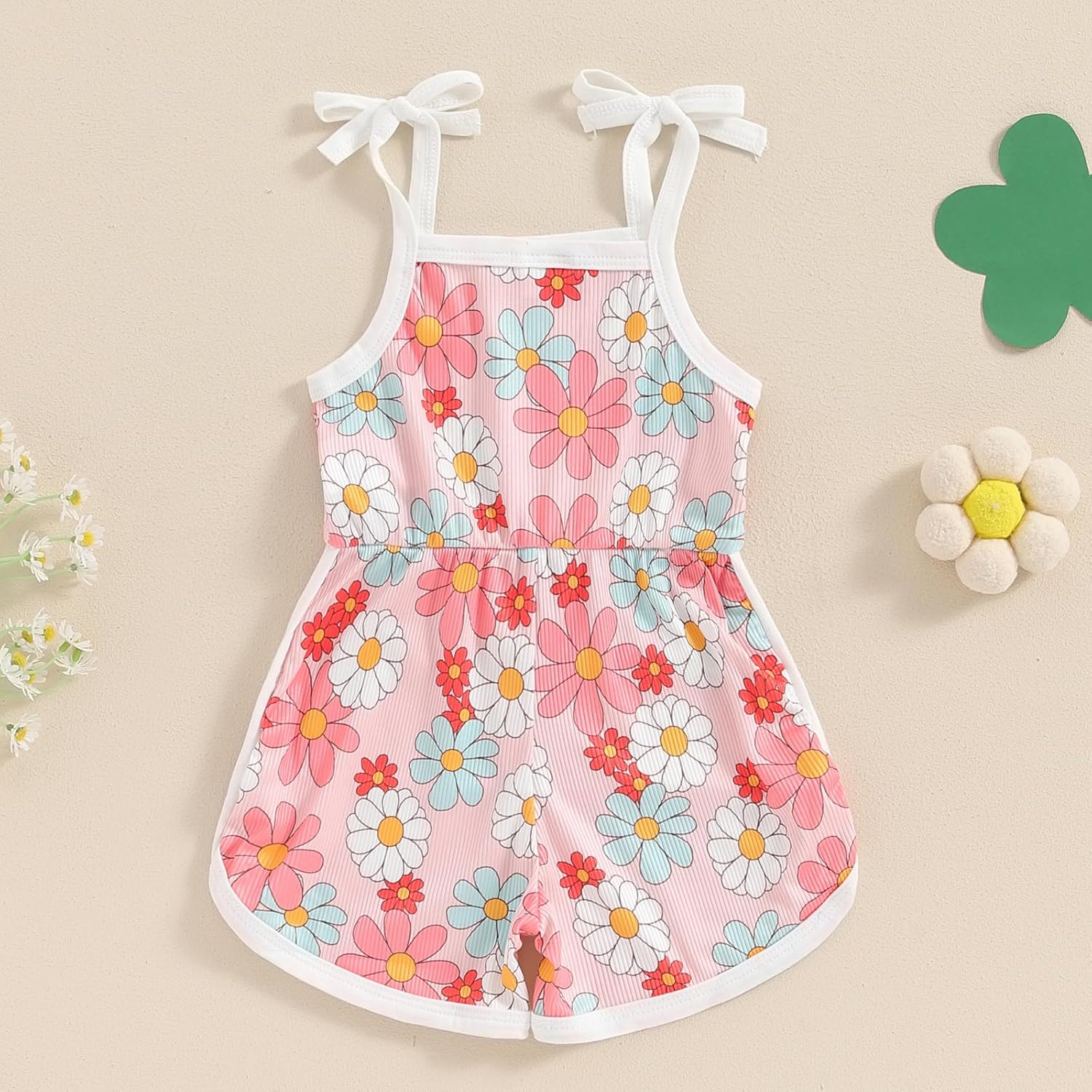 WZTYYDS Toddler Baby Girl Summer Clothes Floral Romper Tie-Up Strap Halter Jumpsuit Infant Summer