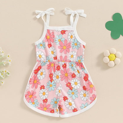 WZTYYDS Toddler Baby Girl Summer Clothes Floral Romper Tie-Up Strap Halter Jumpsuit Infant Summer