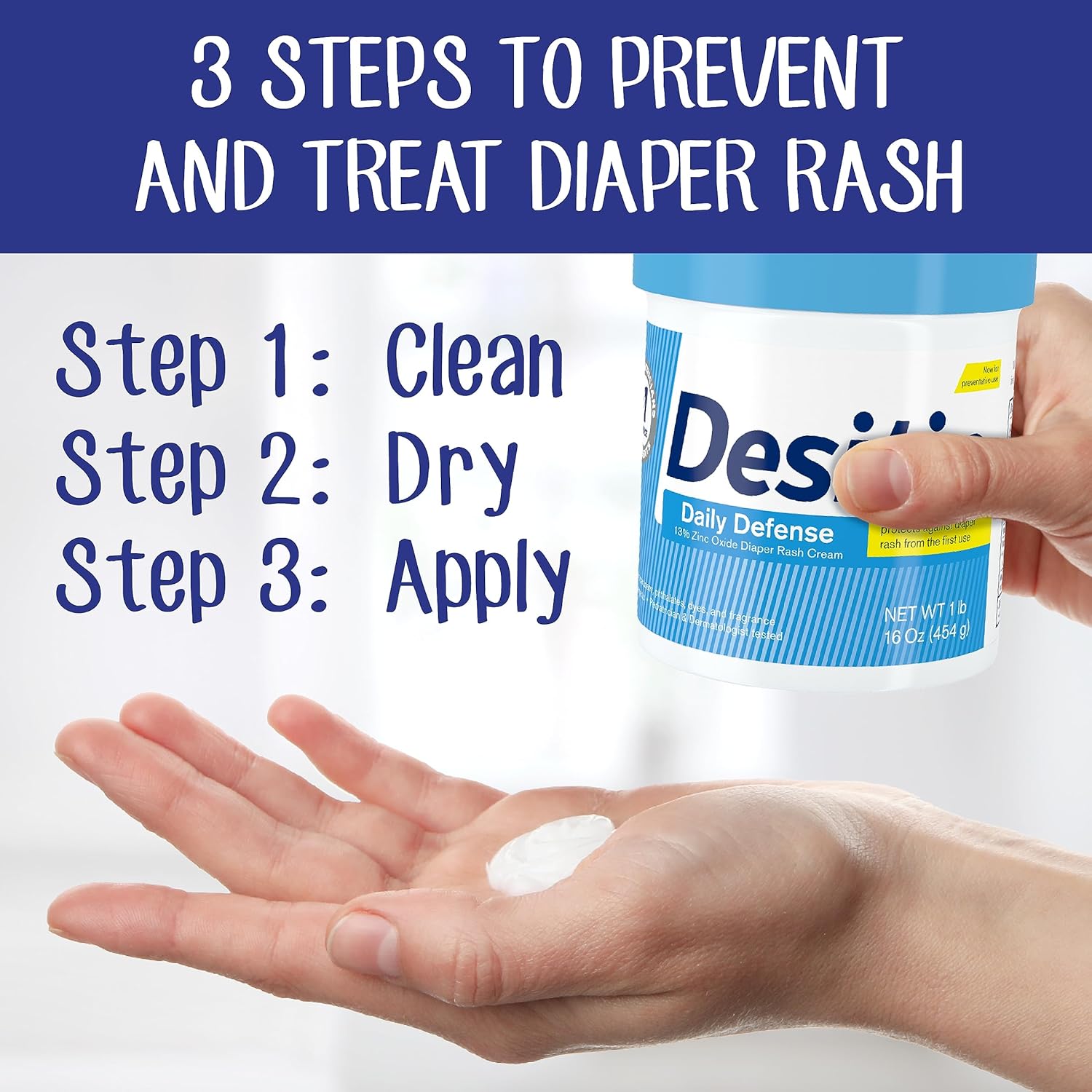 Desitin Daily Defense Baby Diaper Rash Cream with 13% Zinc Oxide, Barrier Cream to Treat, Relieve &