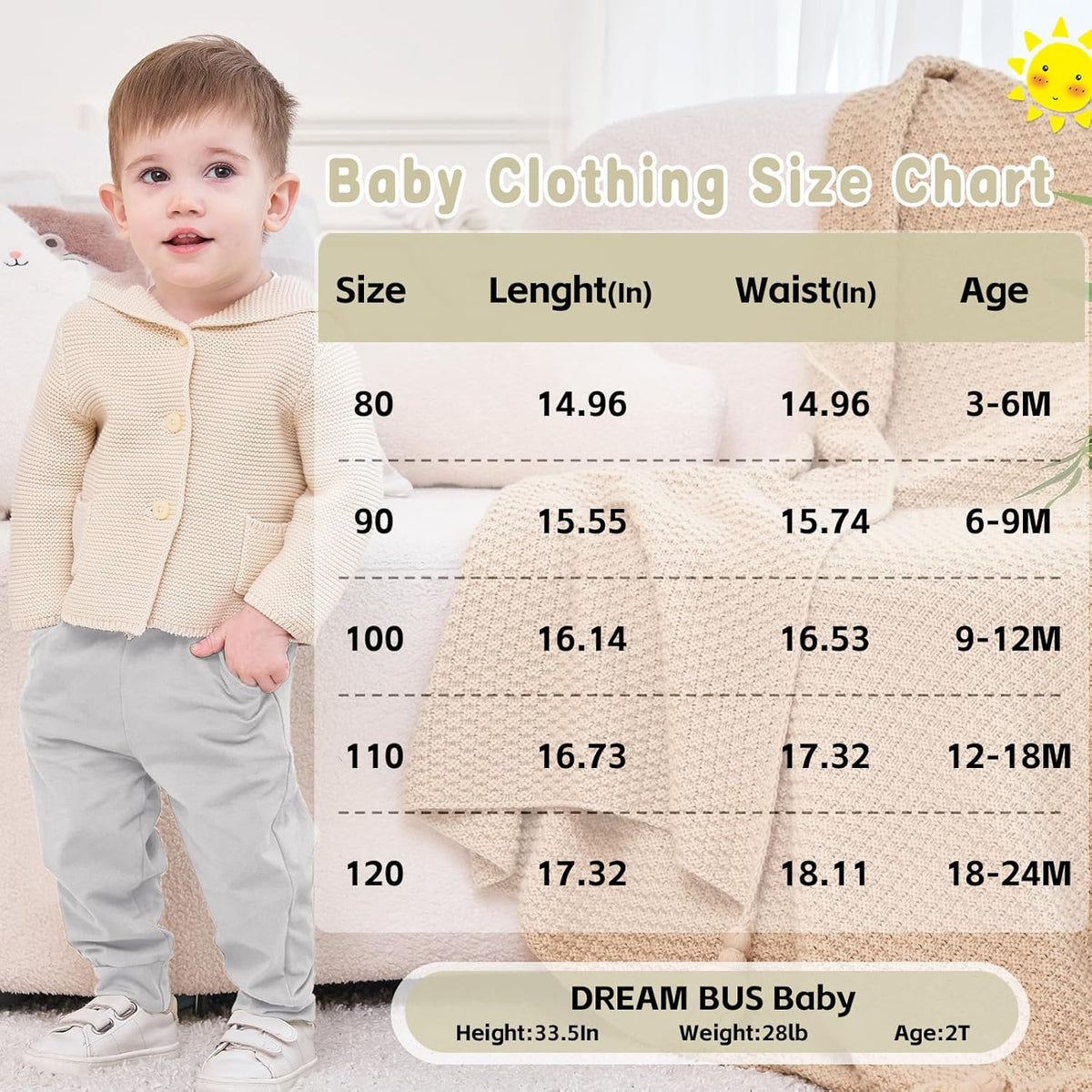 DREAM BUS Pack of 3 Toddler Jogger Pants with Pocket Toddler Boy Sweatpants Baby Boy Pants Infant